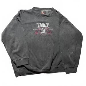 Vintage USA Olympic Crewneck Sweatshirt‎ Black Waffle Knit Authentic Brand XL